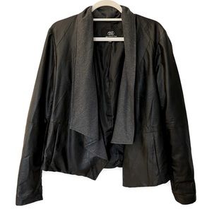 NWOT Tart Collections Drape Front Black Vegan Leather Jacket